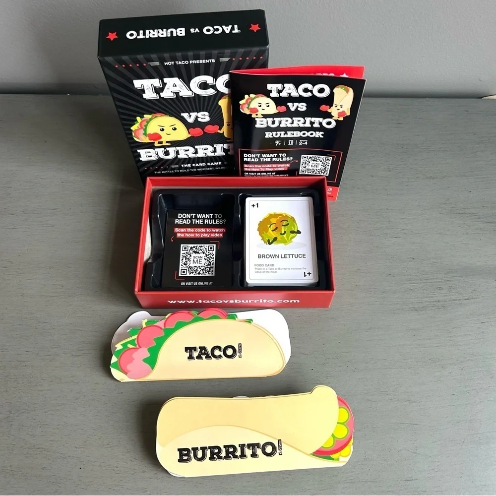 Taco vs Burrito Strategic Card Game Family Age 6+, 2-4 Players, 15 Min Play